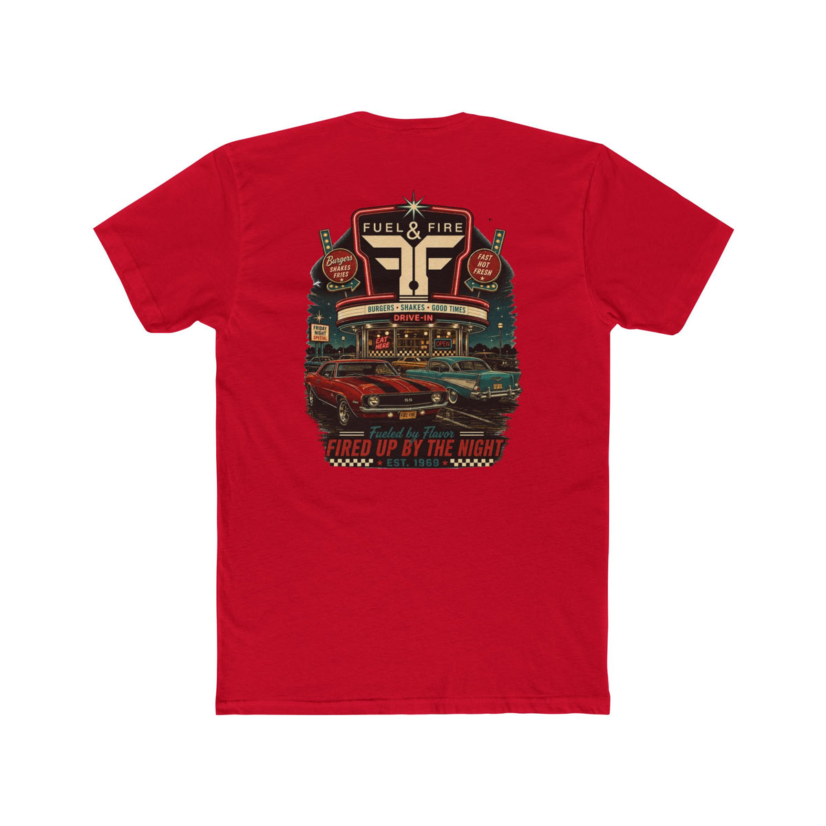 Fuel & Fire Retro Diner T-Shirt — Fired Up By The Night Graphic Tee