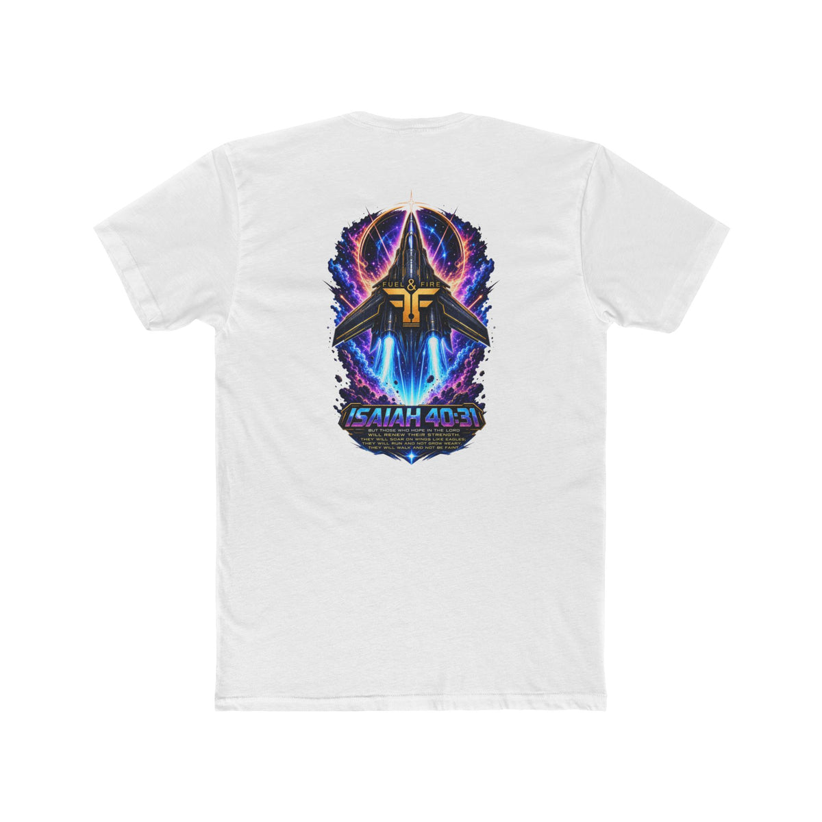 Isaiah 40:31 Christian Tee — Angelic Wings Neon Scripture Shirt
