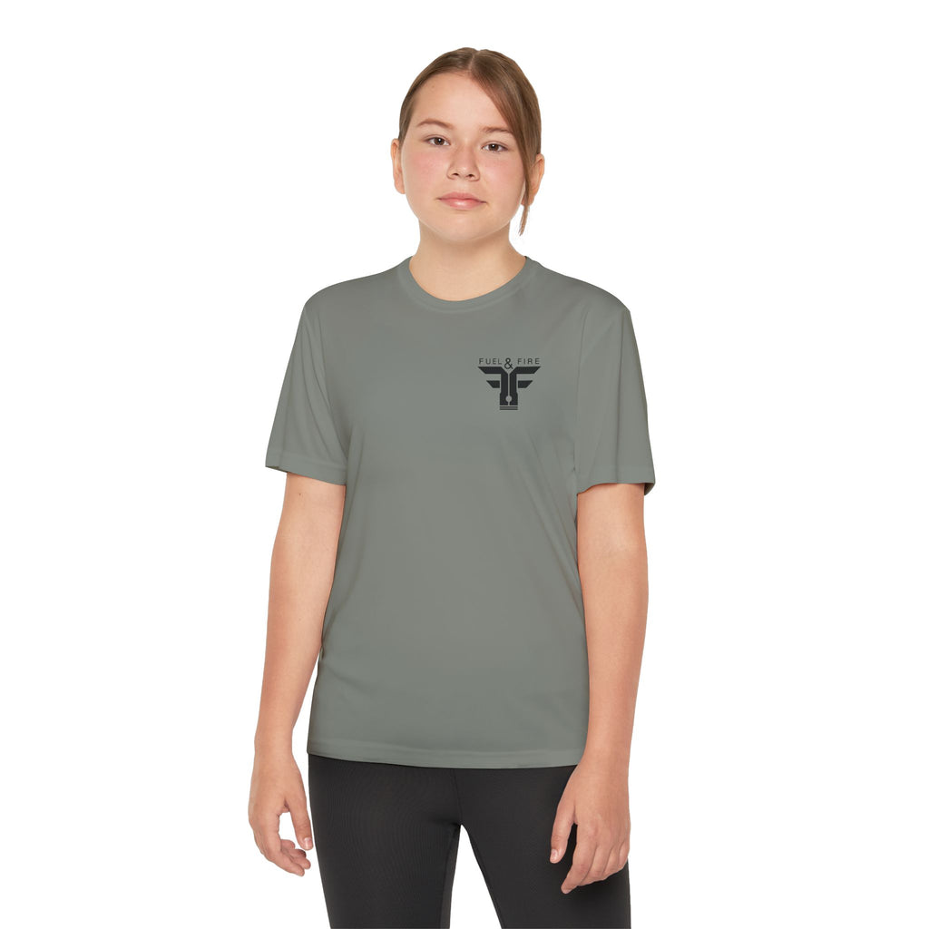 Youth Competitor Tee — 'Burn Rubber Not Skin' Racing Graphic Shirt