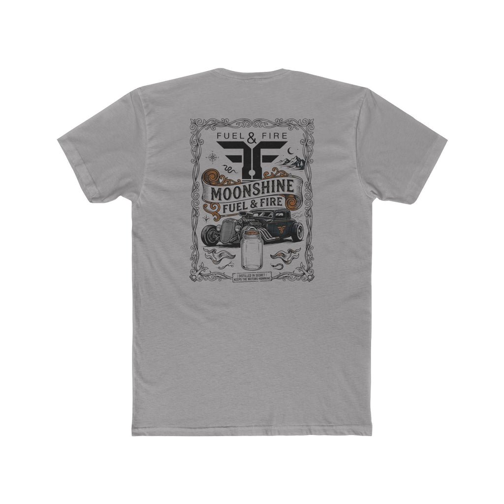 Moonshine Fuel & Fire Tee — Vintage Mason Jar Distillery Graphic T-Shirt