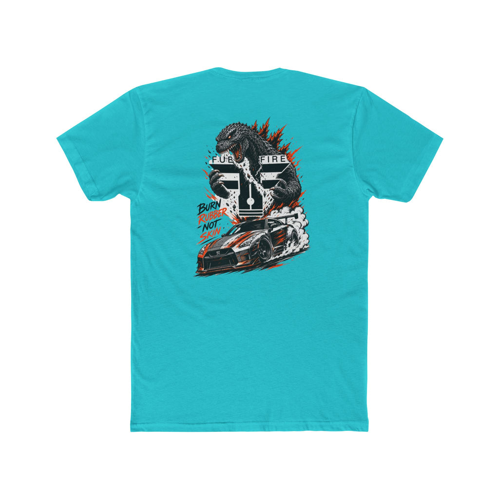 Godzilla Racing Tee – "Burn Rubber Not Skin" R35 Monster Car Graphic T-Shirt