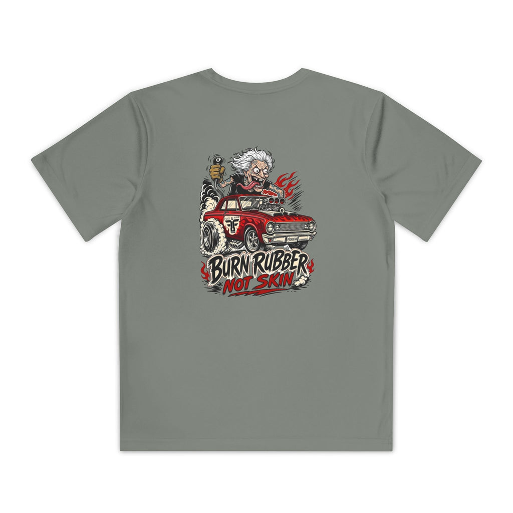 Youth Competitor Tee — 'Burn Rubber Not Skin' Racing Graphic Shirt