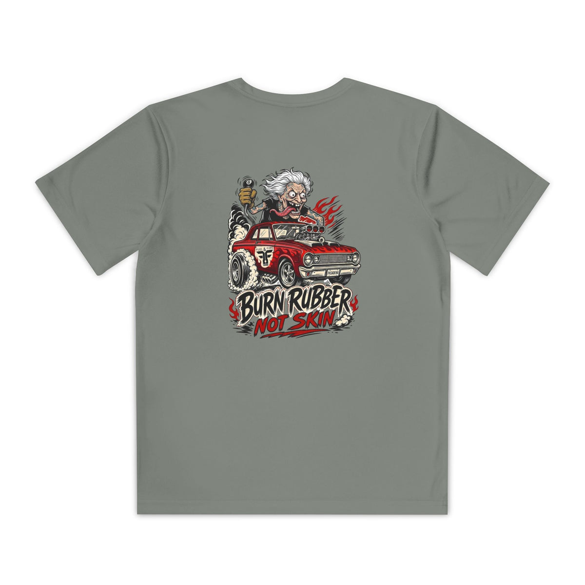 Youth Competitor Tee — 'Burn Rubber Not Skin' Racing Graphic Shirt