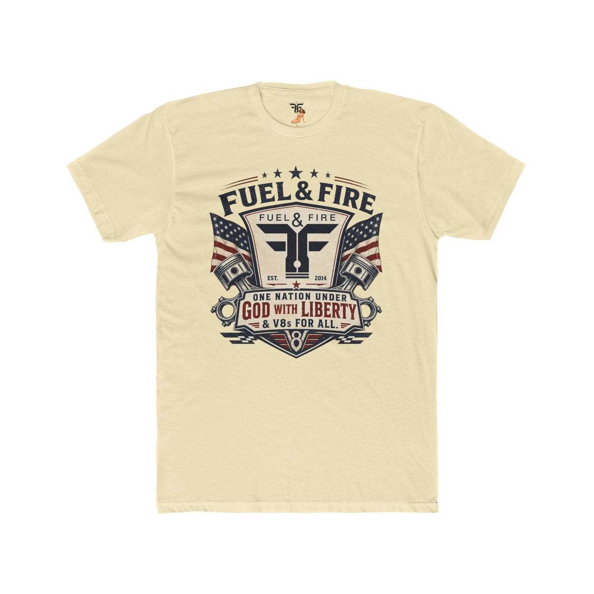Fuel & Fire Patriotic Tee — "One Nation Under God With Liberty" Vintage American Flag Shirt