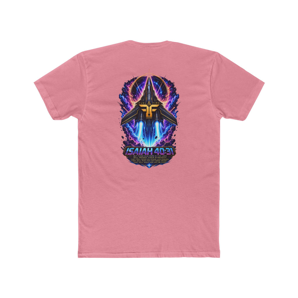 Isaiah 40:31 Christian Tee — Angelic Wings Neon Scripture Shirt