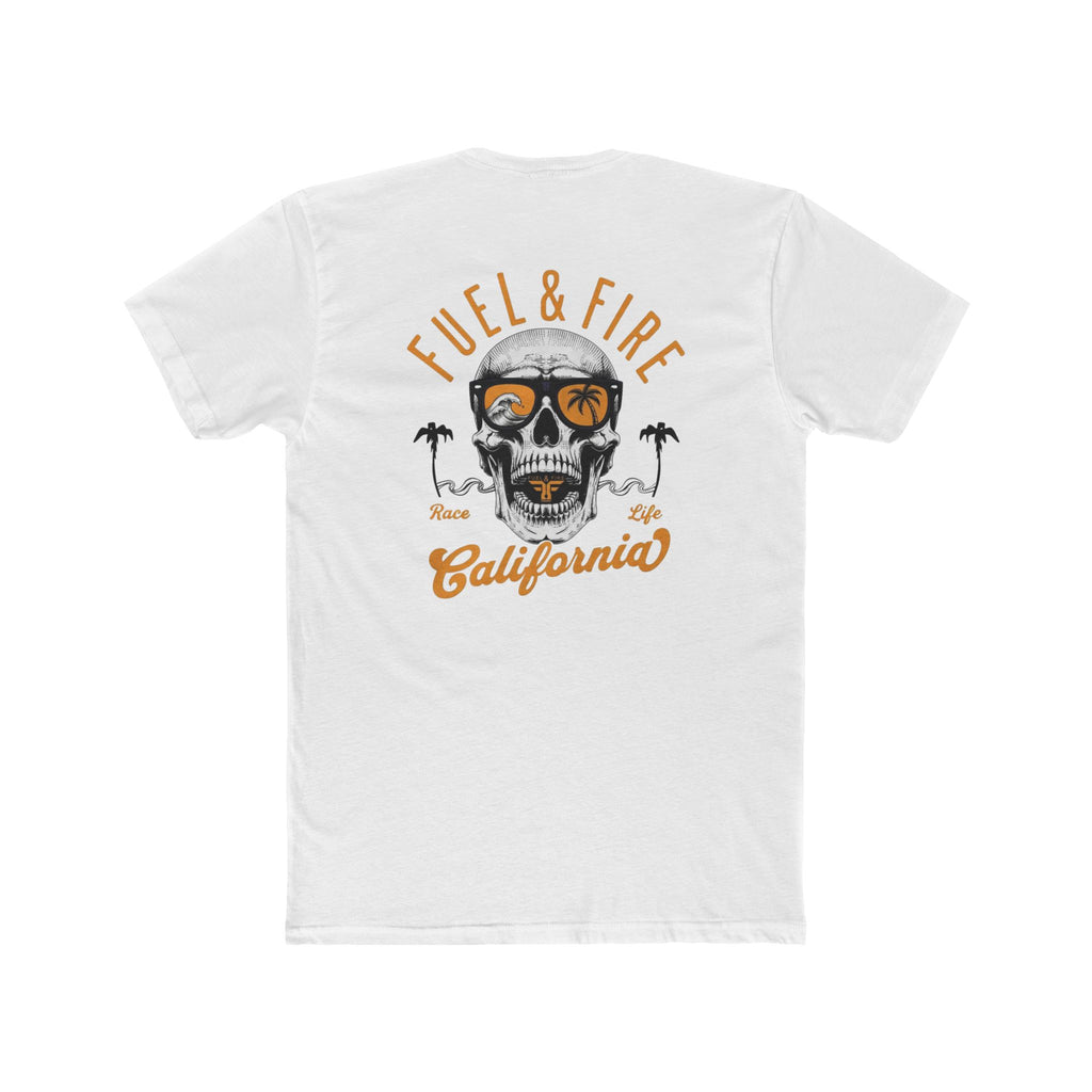 California Skull Tee - "Fuel & Fire" Retro Palm-Tree Graphic Cotton T-Shirt