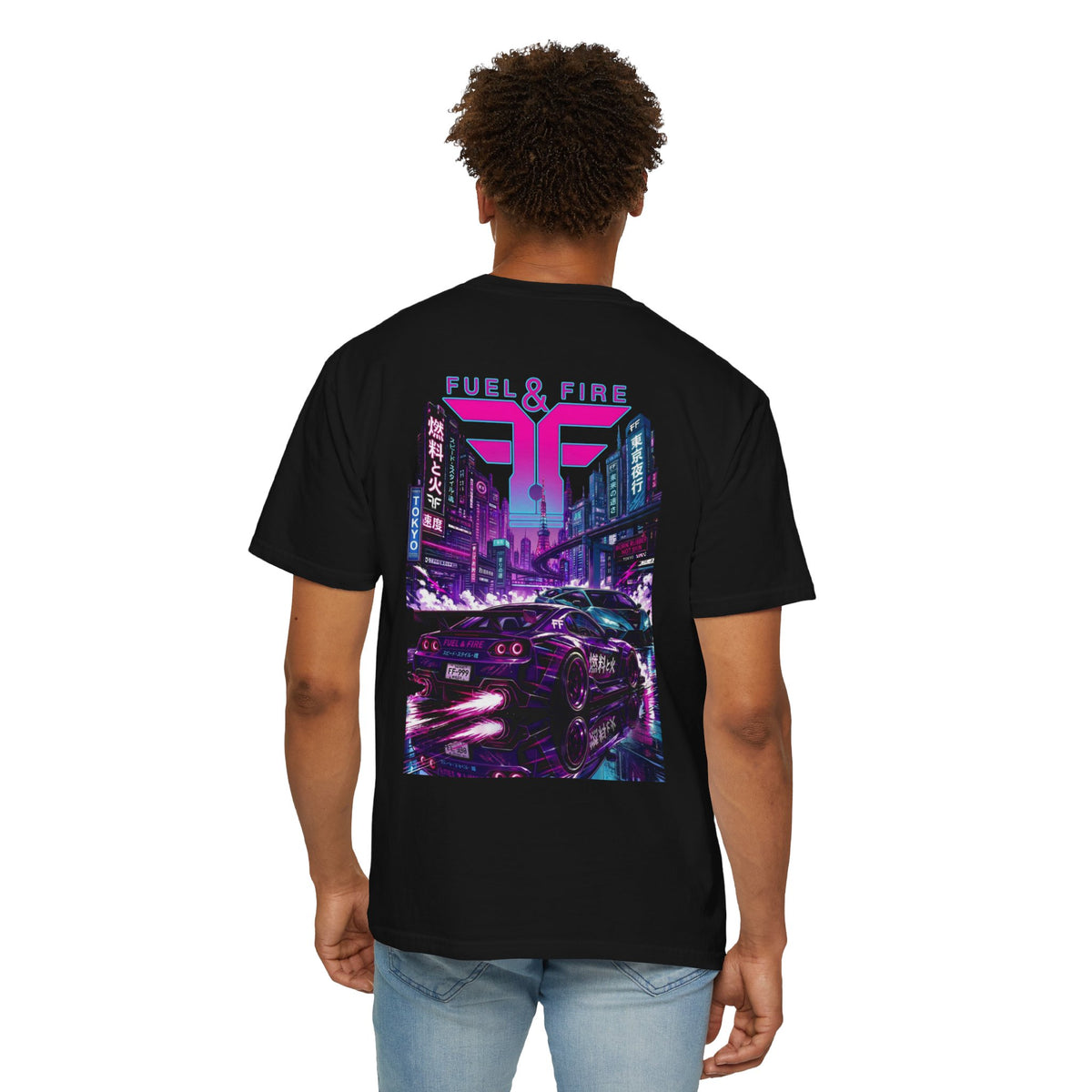 Fuel & Fire Neon Drift T-Shirt — Retro Cyberpunk Car Graphic Tee