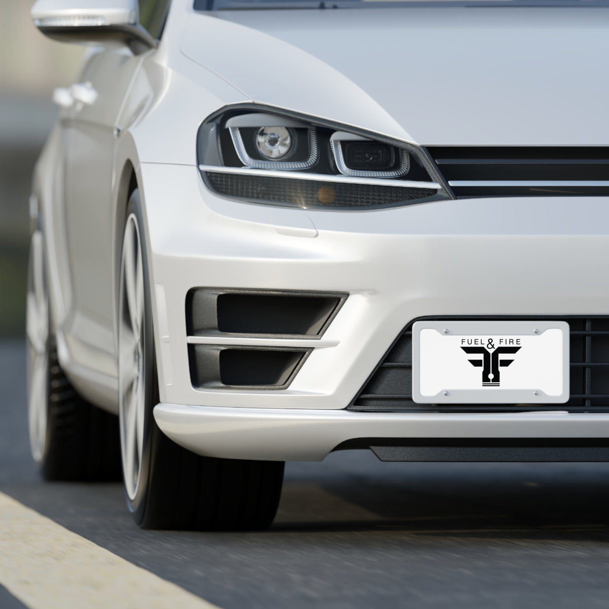 Fuel & Fire Logo License Plate - Automotive Emblem Front Plate