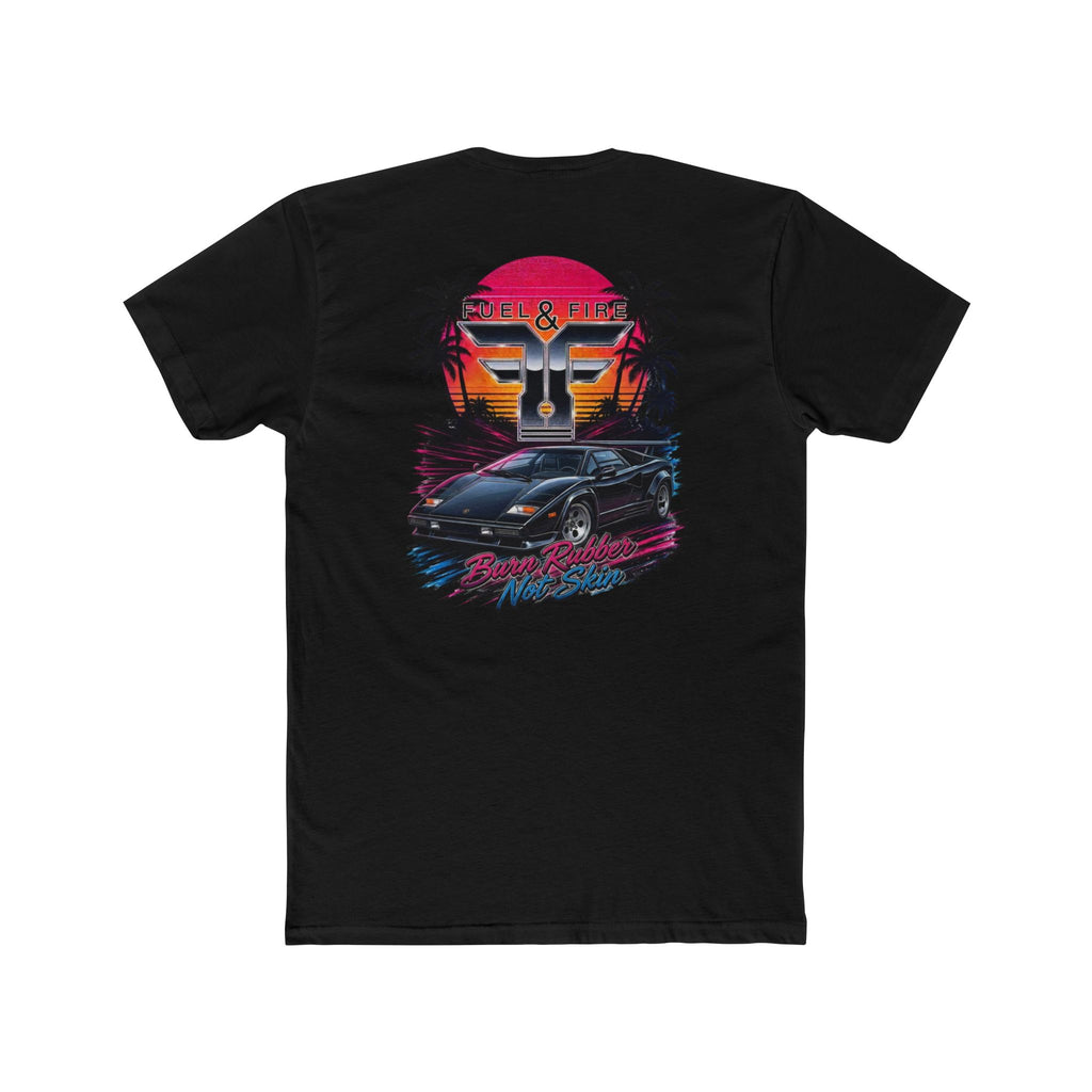 Retro Sunset Sports Car Tee — 'Fuel & Fire' Vintage Palm Beach Graphic