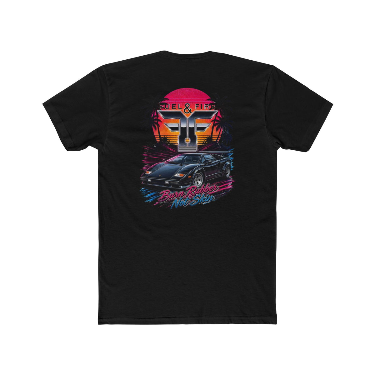 Retro Sunset Sports Car Tee — 'Fuel & Fire' Vintage Palm Beach Graphic