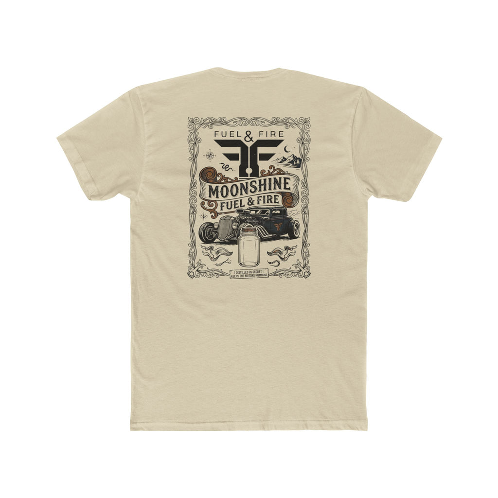 Moonshine Fuel & Fire Tee — Vintage Mason Jar Distillery Graphic T-Shirt