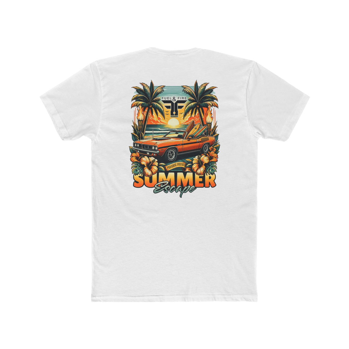 Summer Escape Cuda Tee — Vintage Palm Tree Surf Car Graphic T-Shirt
