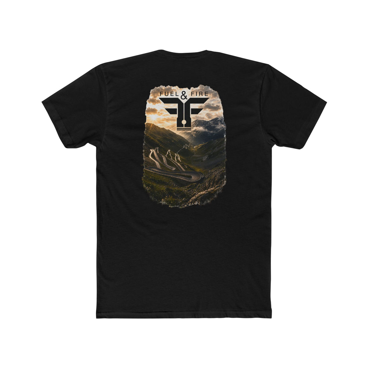 Fuel & Fire Mountain Landscape Tee — Stelvio Pass Logo Graphic T-Shirt