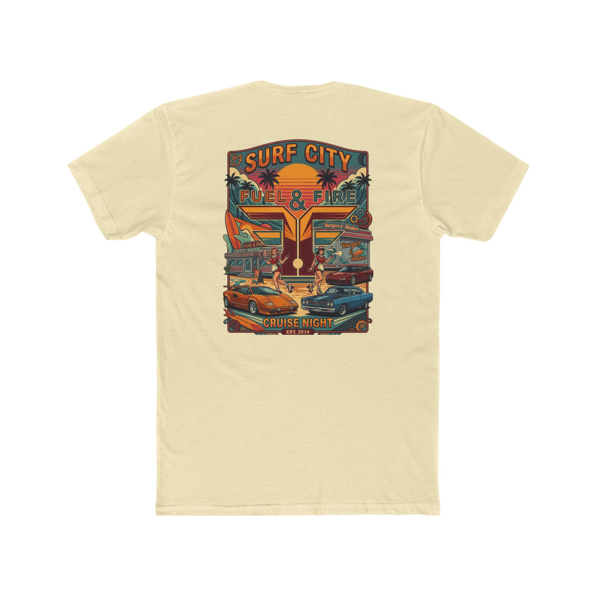 Surf City Cruise Night T-Shirt — Hot Rods JDM and Exotic Beach Cars Graphic Tee