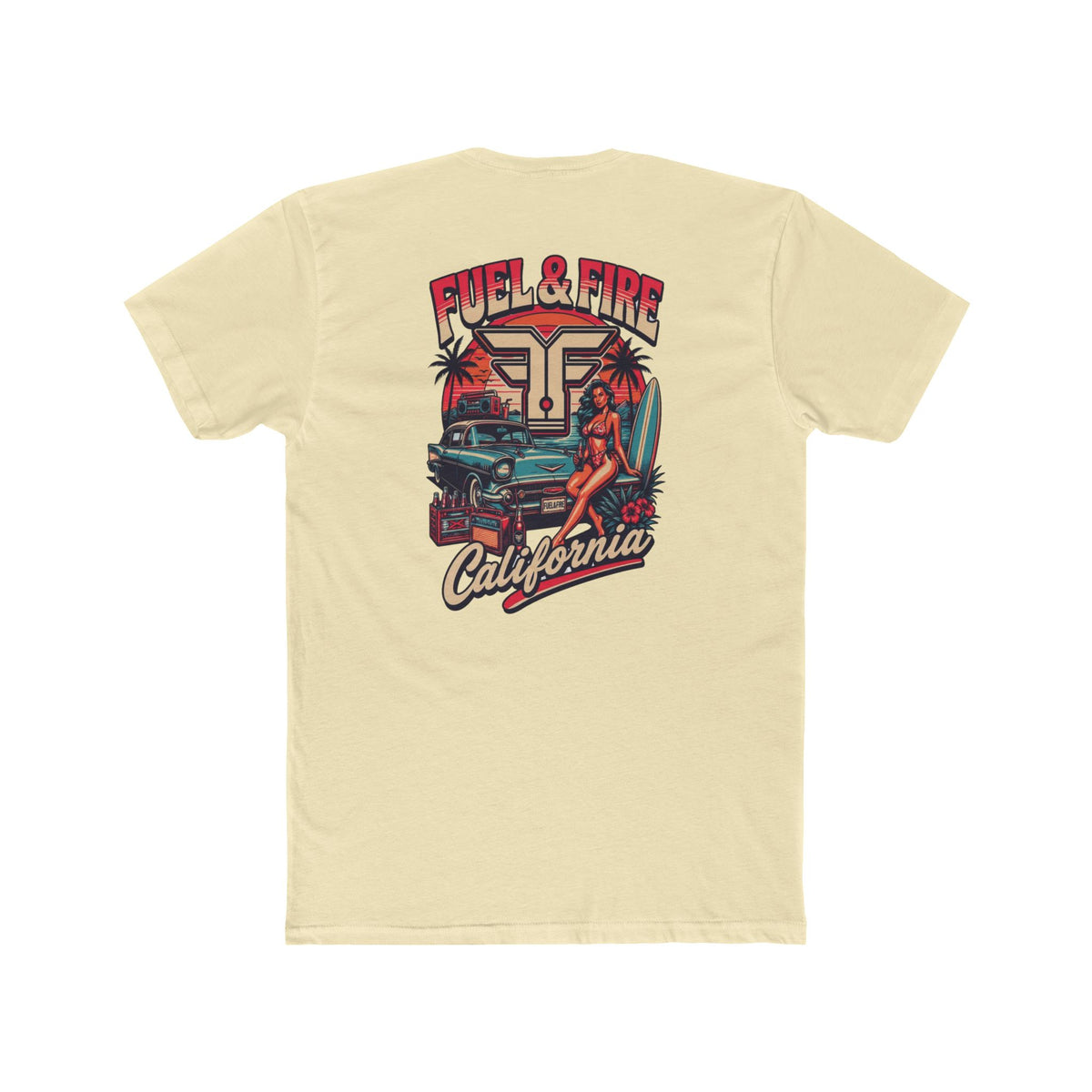 Fuel & Fire California Tee — Vintage Surf Car Graphic Cotton T‑Shirt