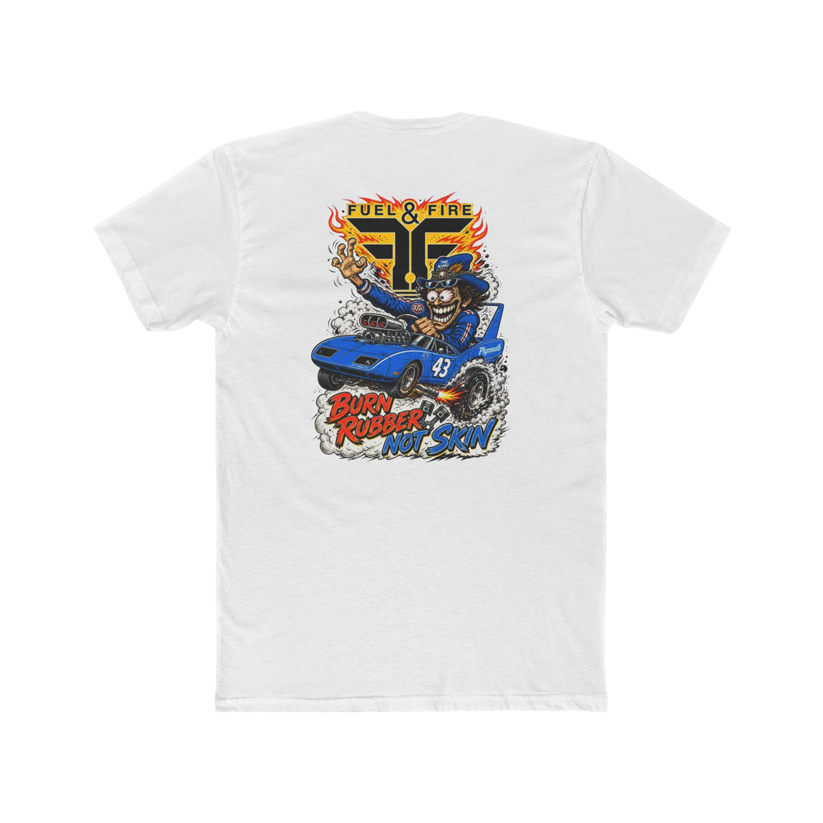 Crew Tee — 'Full & Fire' Burn Rubber Superbird Muscle Car Graphic T‑Shirt