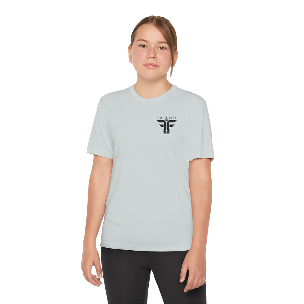 Youth Competitor Tee — 'Burn Rubber Not Skin' Racing Graphic Shirt