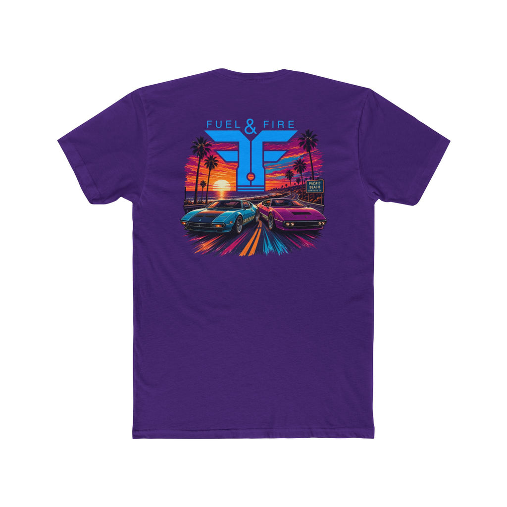 Retro Sunset Racing Tee — Coastal Exotic Car Graphic Shirt