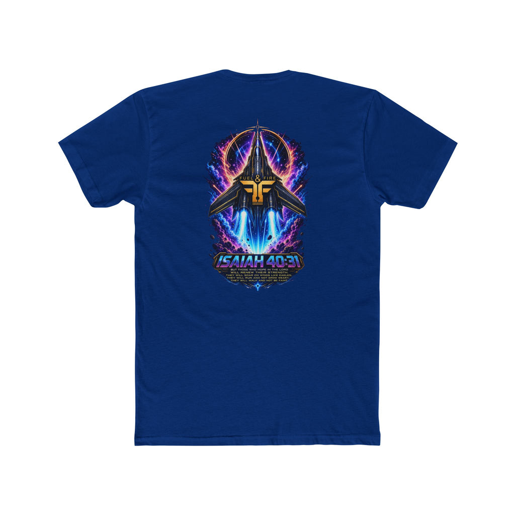 Isaiah 40:31 Christian Tee — Angelic Wings Neon Scripture Shirt