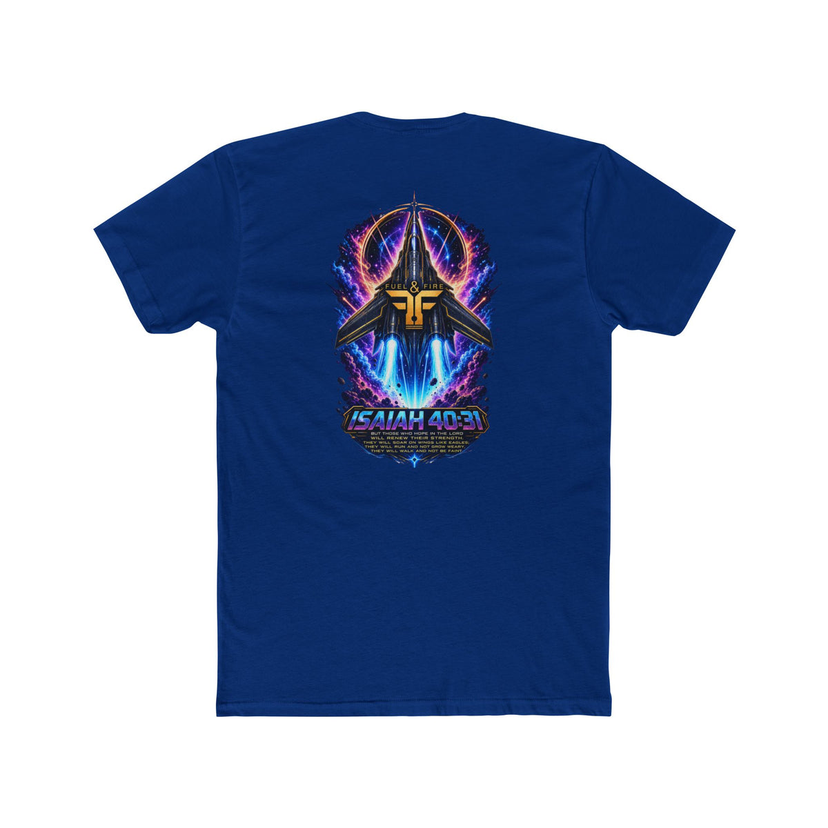 Isaiah 40:31 Christian Tee — Angelic Wings Neon Scripture Shirt