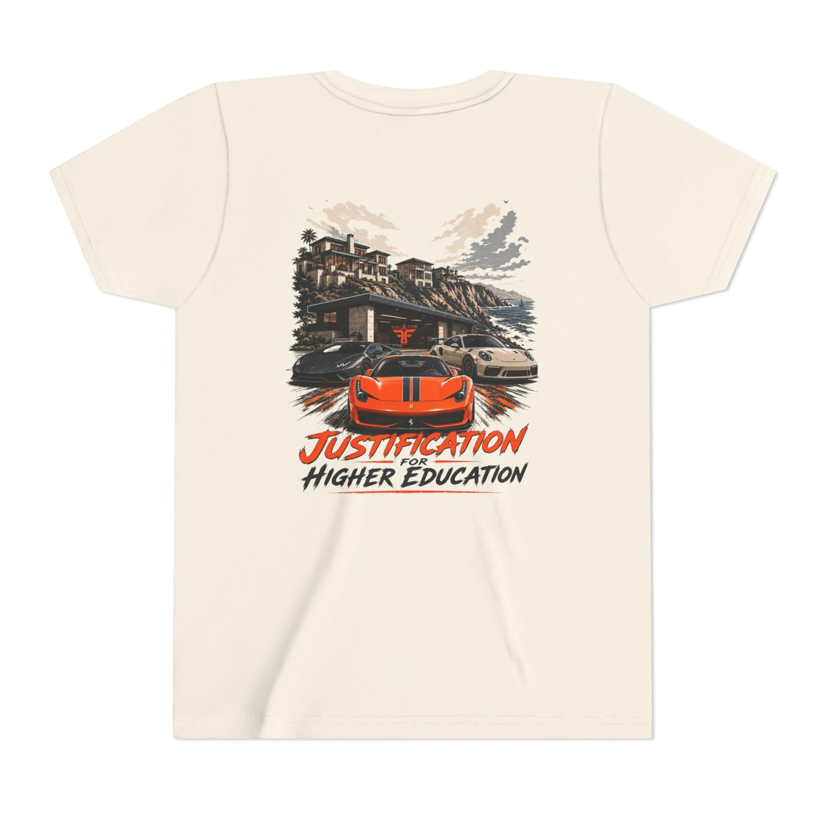 Youth Tee - 'Justification Higher Education' Sports Car Graphic