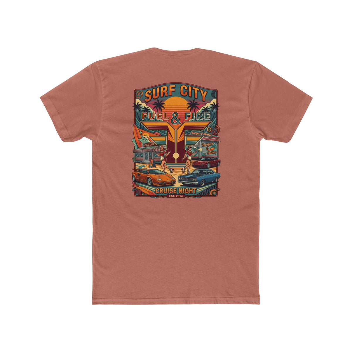 Surf City Cruise Night T-Shirt — Hot Rods JDM and Exotic Beach Cars Graphic Tee