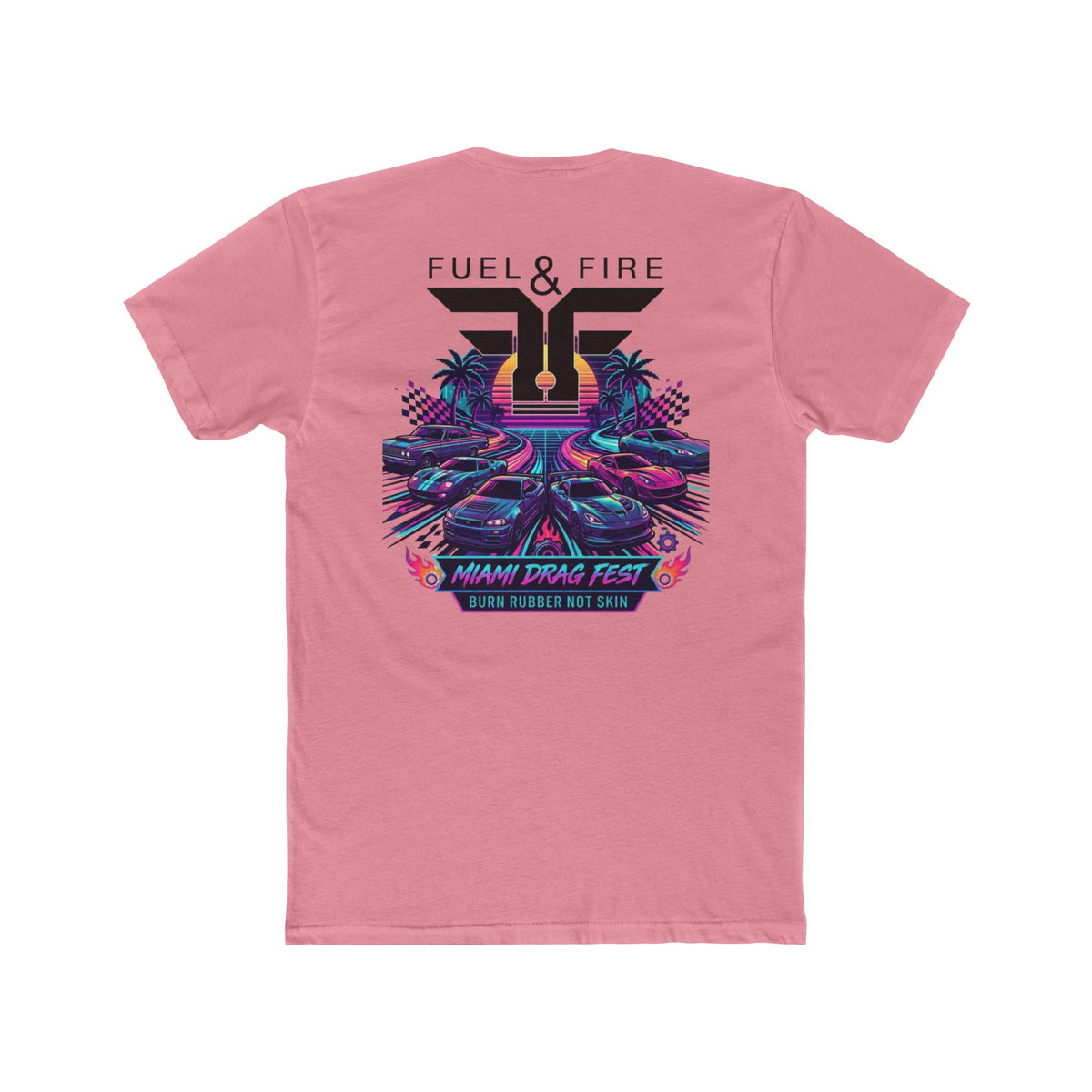Crew Tee — Fuel & Fire Miami Drag Fest Retro Racing Graphic T‑Shirt