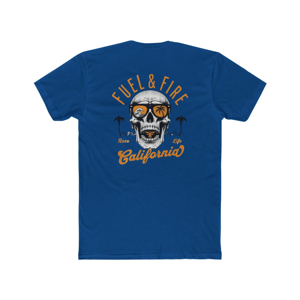 California Skull Tee - "Fuel & Fire" Retro Palm-Tree Graphic Cotton T-Shirt