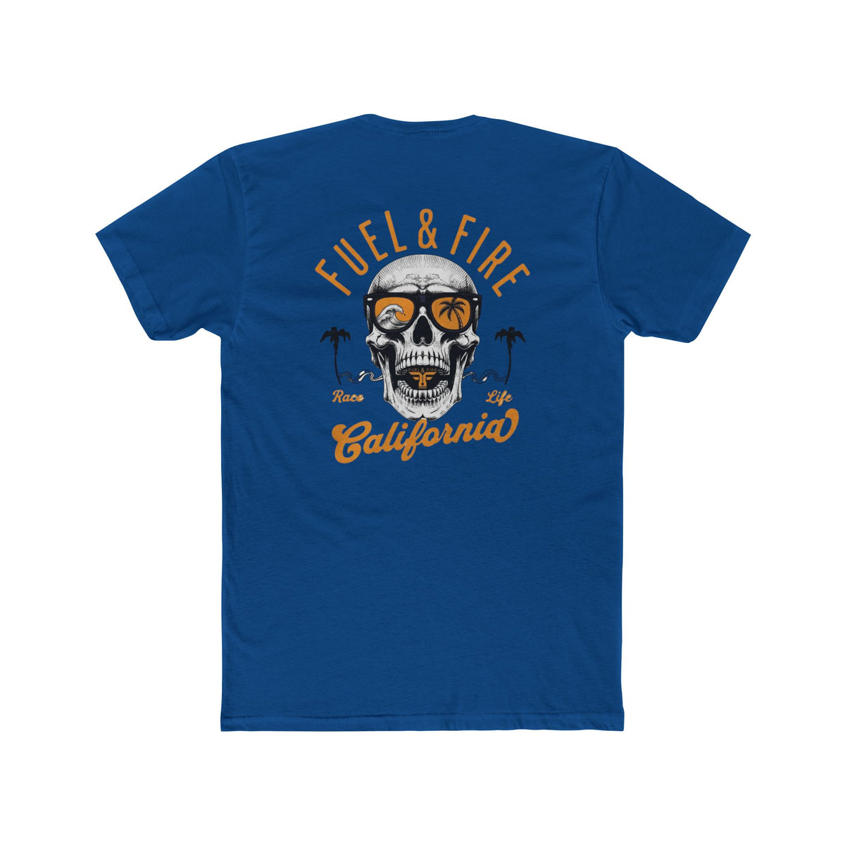 California Skull Tee - "Fuel & Fire" Retro Palm-Tree Graphic Cotton T-Shirt