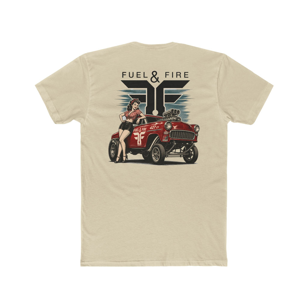 Fuel & Fire Vintage Pinup Car T‑Shirt — Retro Hot Rod Tee
