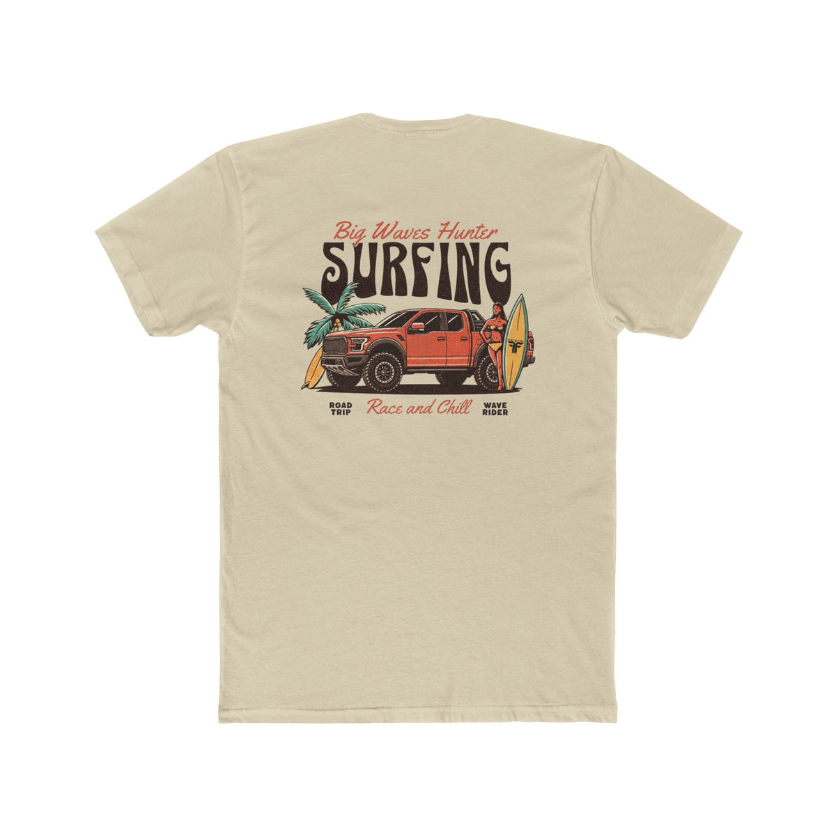 Surfing Ranger Raptor Graphic Tee – "Big Waves Hunter" Vintage Surf T-Shirt