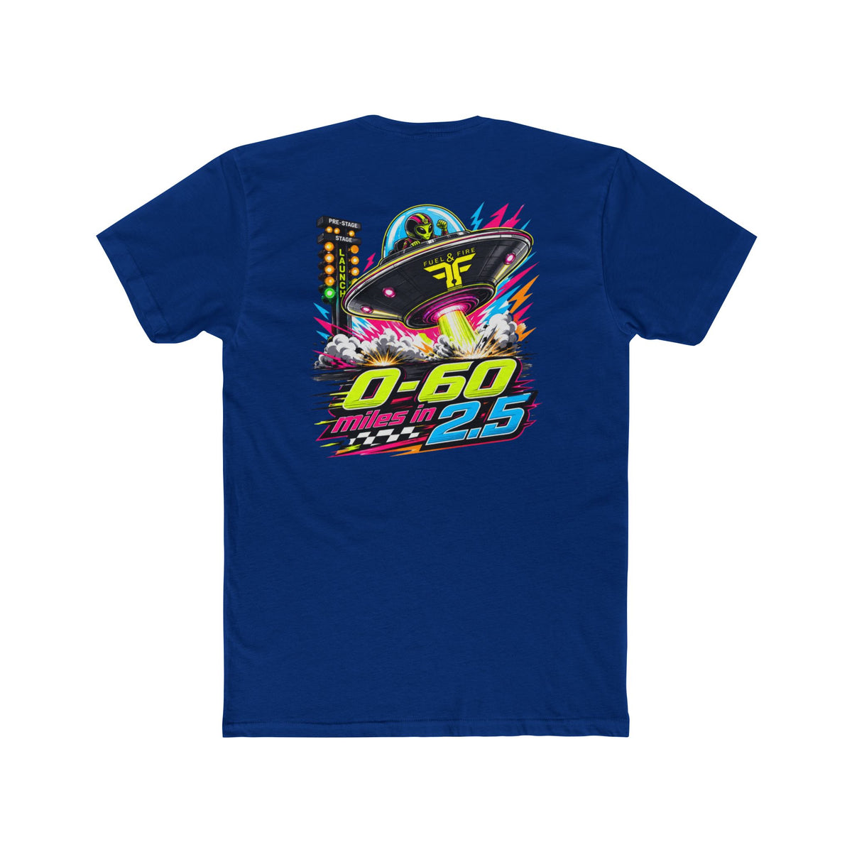 Racing UFO Tee — "0-60 Miles in 2.5" Retro Neon Graphic Shirt