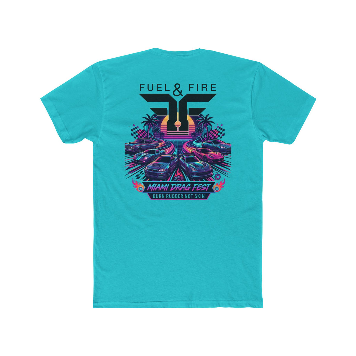 Crew Tee — Fuel & Fire Miami Drag Fest Retro Racing Graphic T‑Shirt