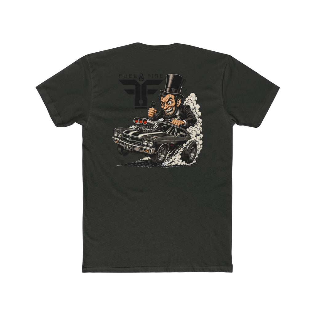 Fuel & Fire Muscle Car Tee — Honest Abe Hot Rod Graphic T-Shirt