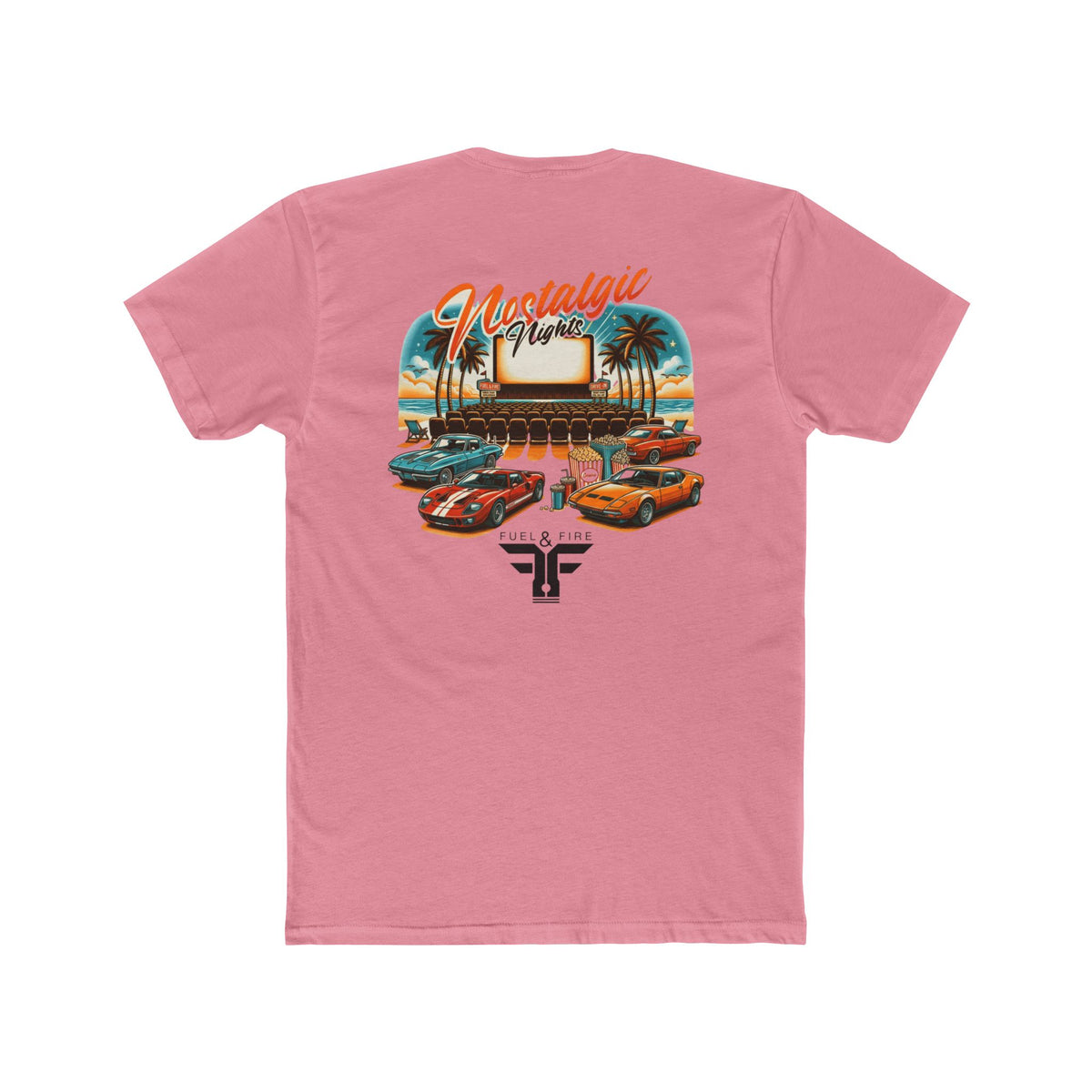 Nostalgic Nights Tee — Retro Muscle Cars & Palm Beach Sunset T-Shirt