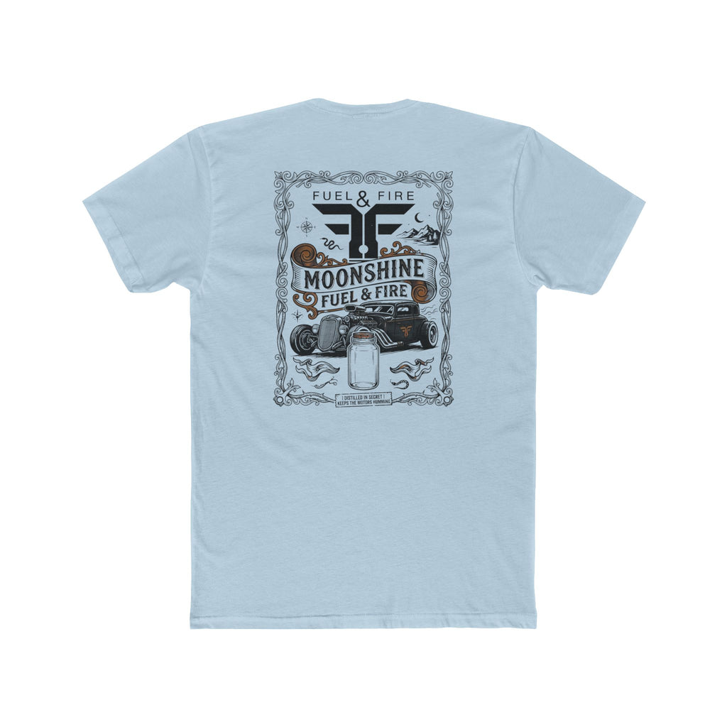 Moonshine Fuel & Fire Tee — Vintage Mason Jar Distillery Graphic T-Shirt