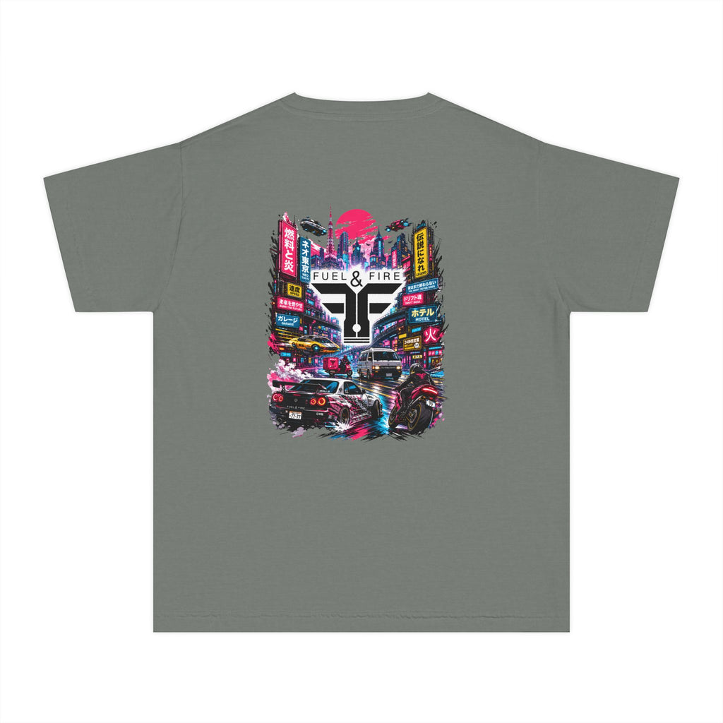 Youth Tee — Neon City 'Fuel & Fire' Graphic Tee