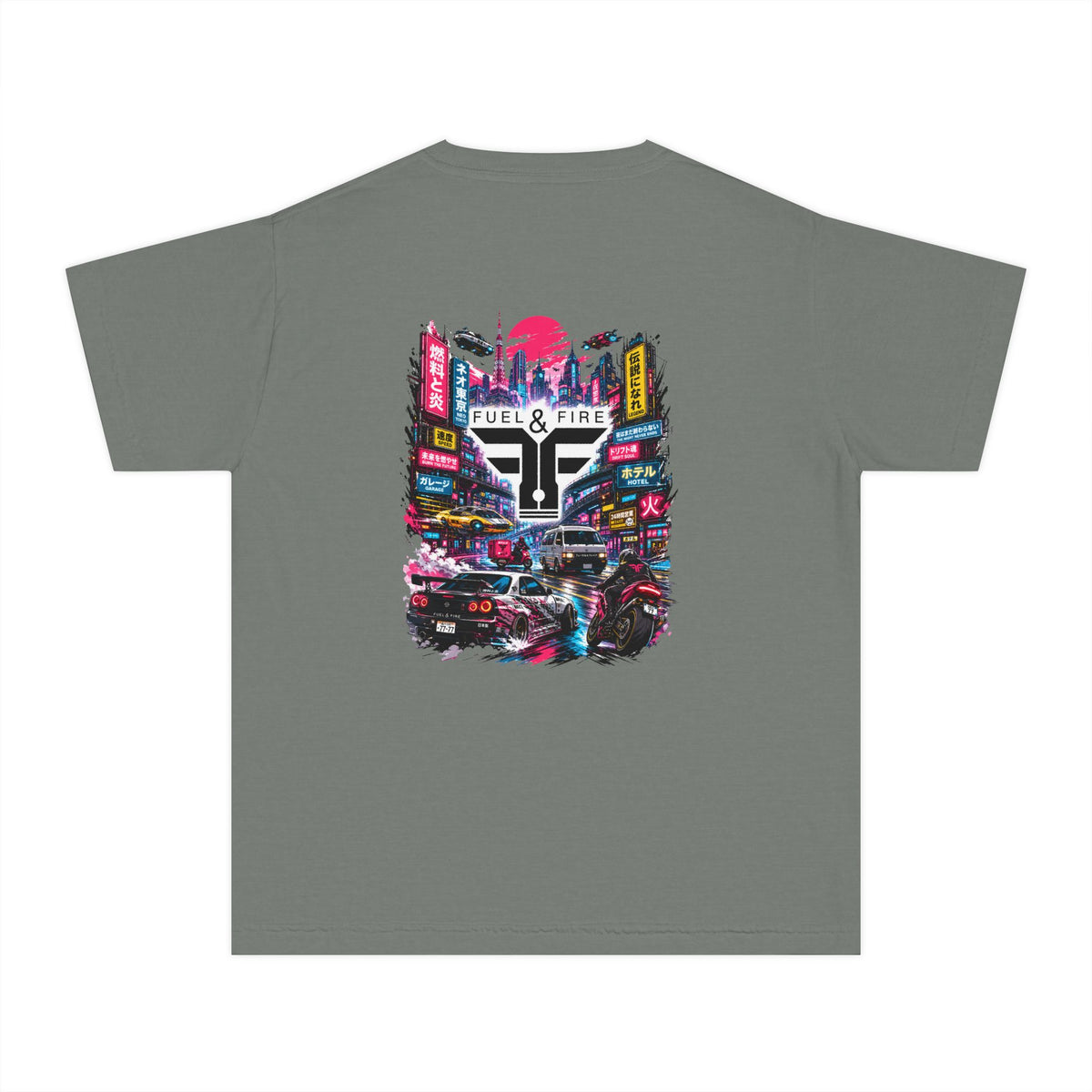 Youth Tee — Neon City 'Fuel & Fire' Graphic Tee