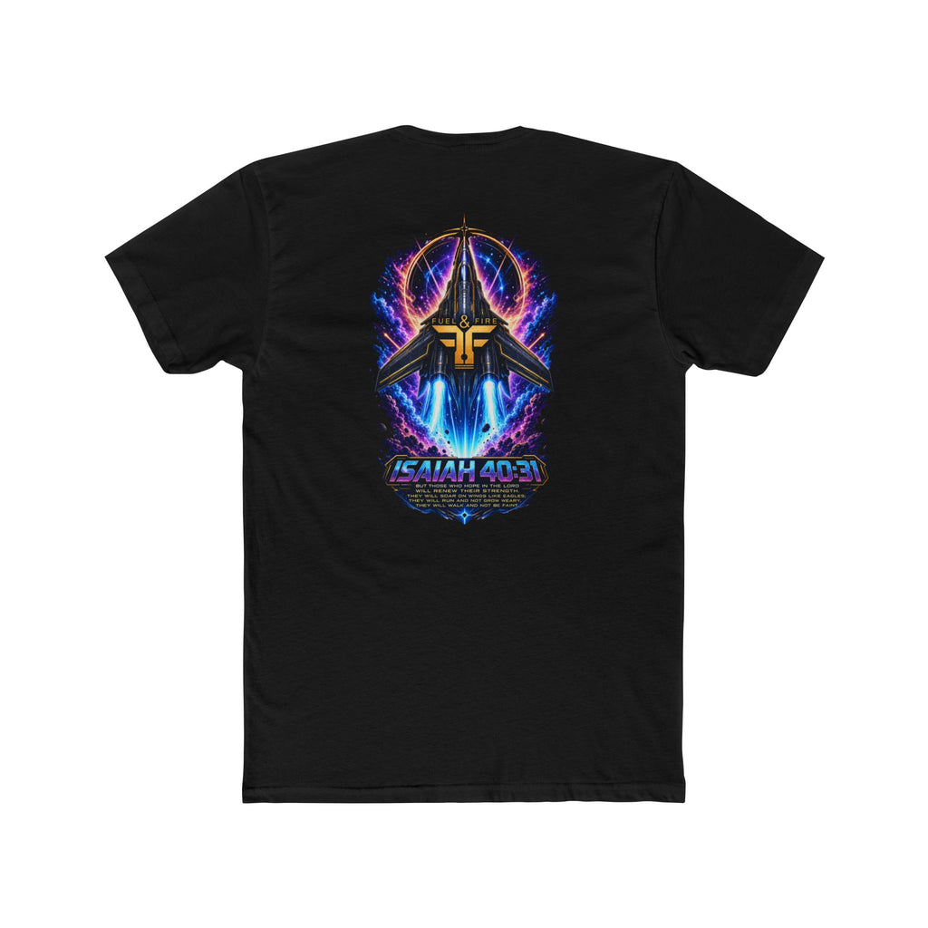 Isaiah 40:31 Christian Tee — Angelic Wings Neon Scripture Shirt