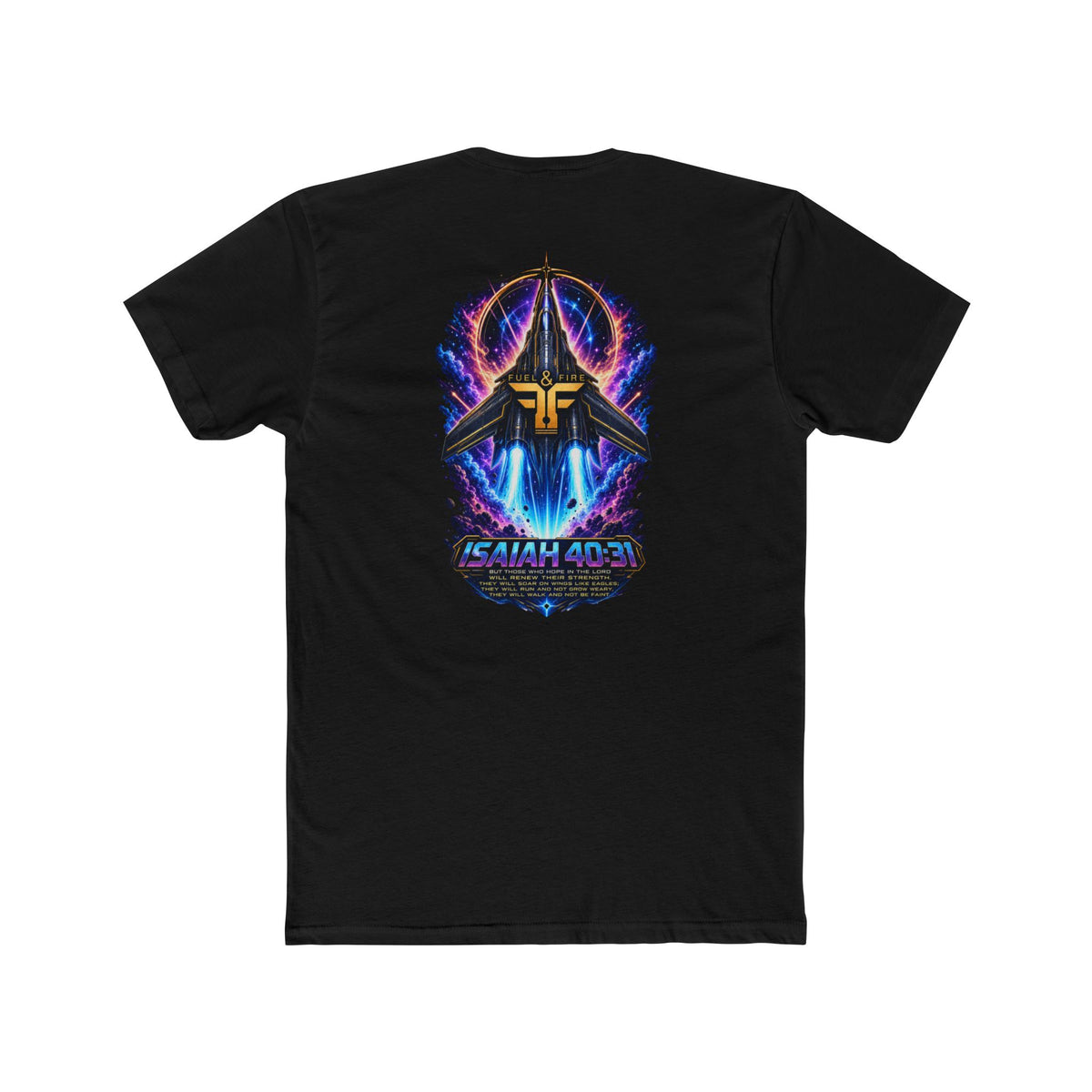 Isaiah 40:31 Christian Tee — Angelic Wings Neon Scripture Shirt