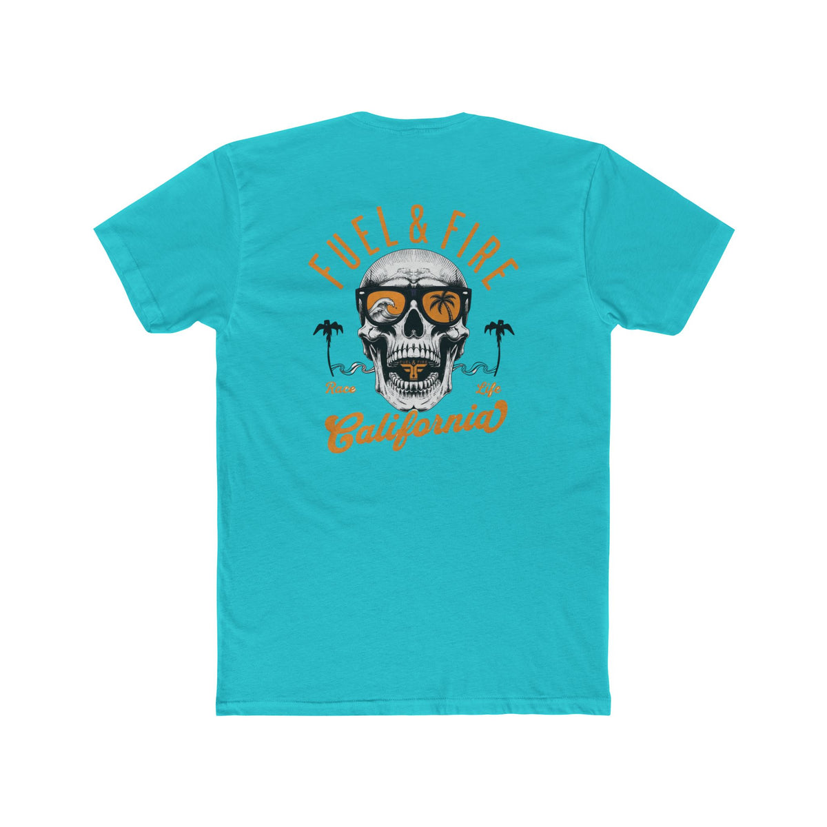 California Skull Tee - "Fuel & Fire" Retro Palm-Tree Graphic Cotton T-Shirt