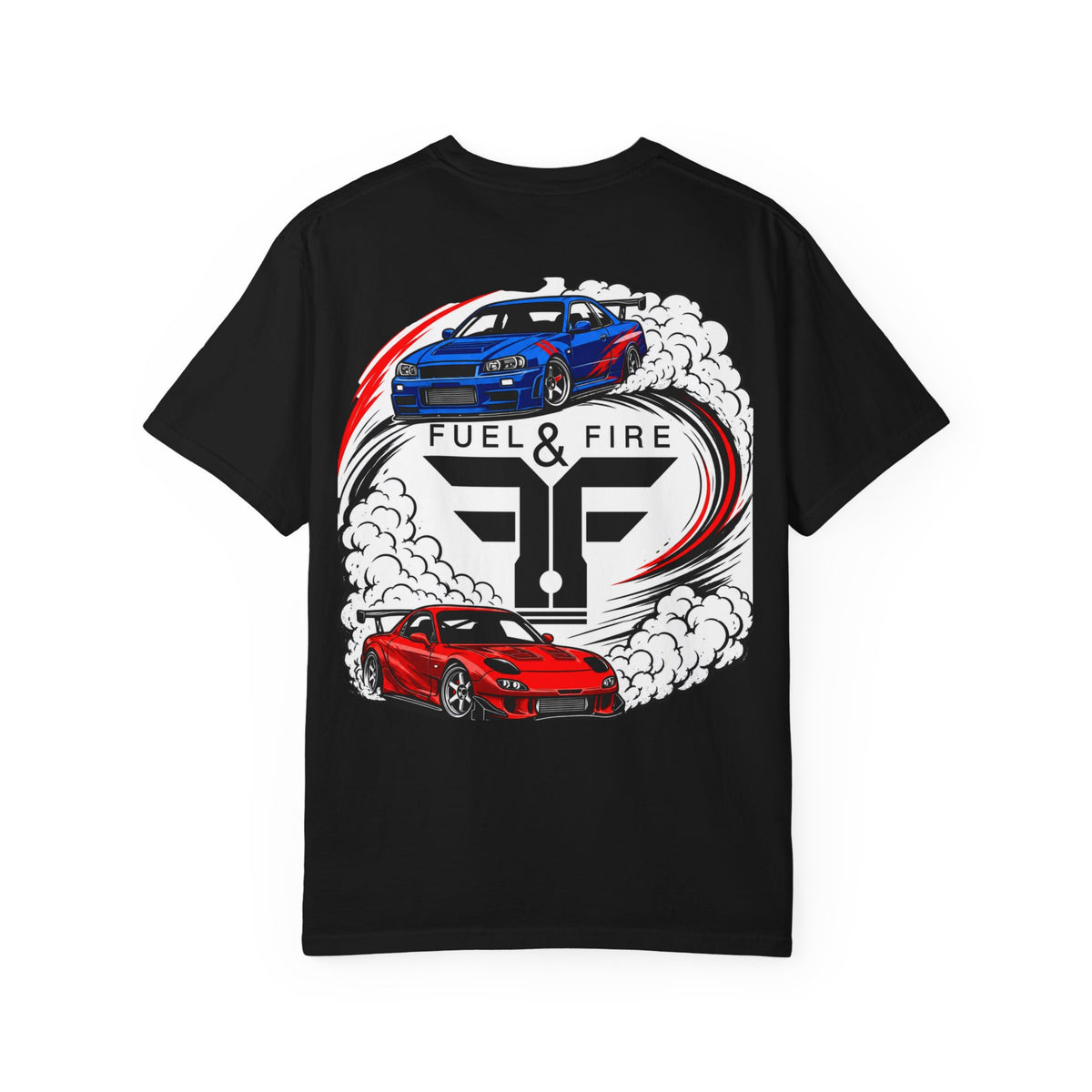 Fuel & Fire Car Graphic T-Shirt — Drift Racing Muscle Car Tee