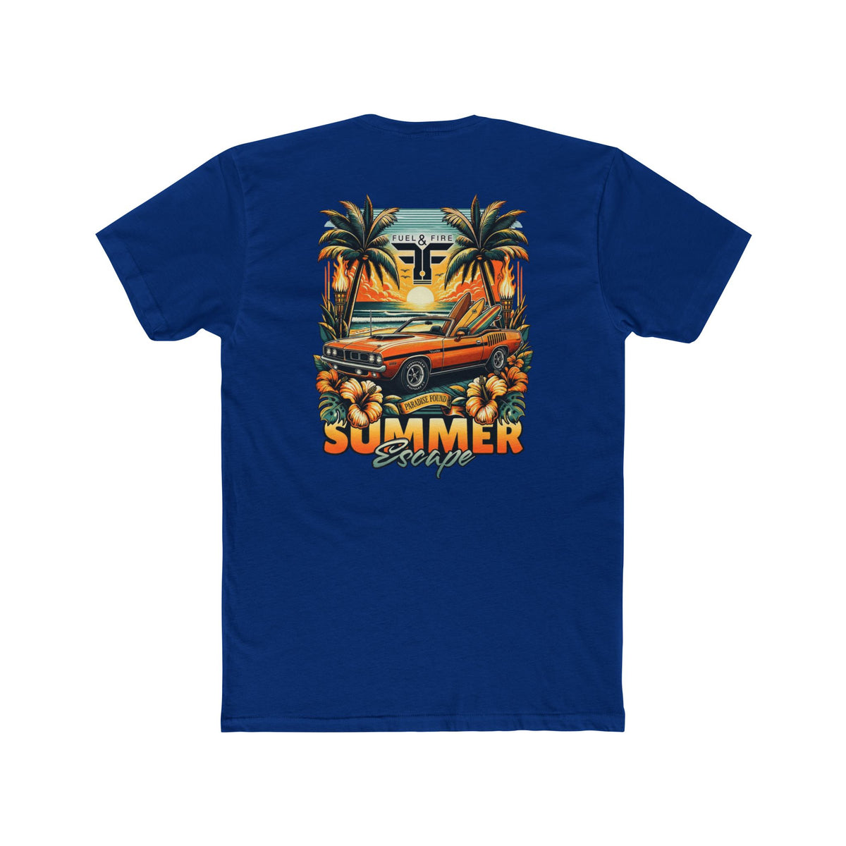 Summer Escape Cuda Tee — Vintage Palm Tree Surf Car Graphic T-Shirt