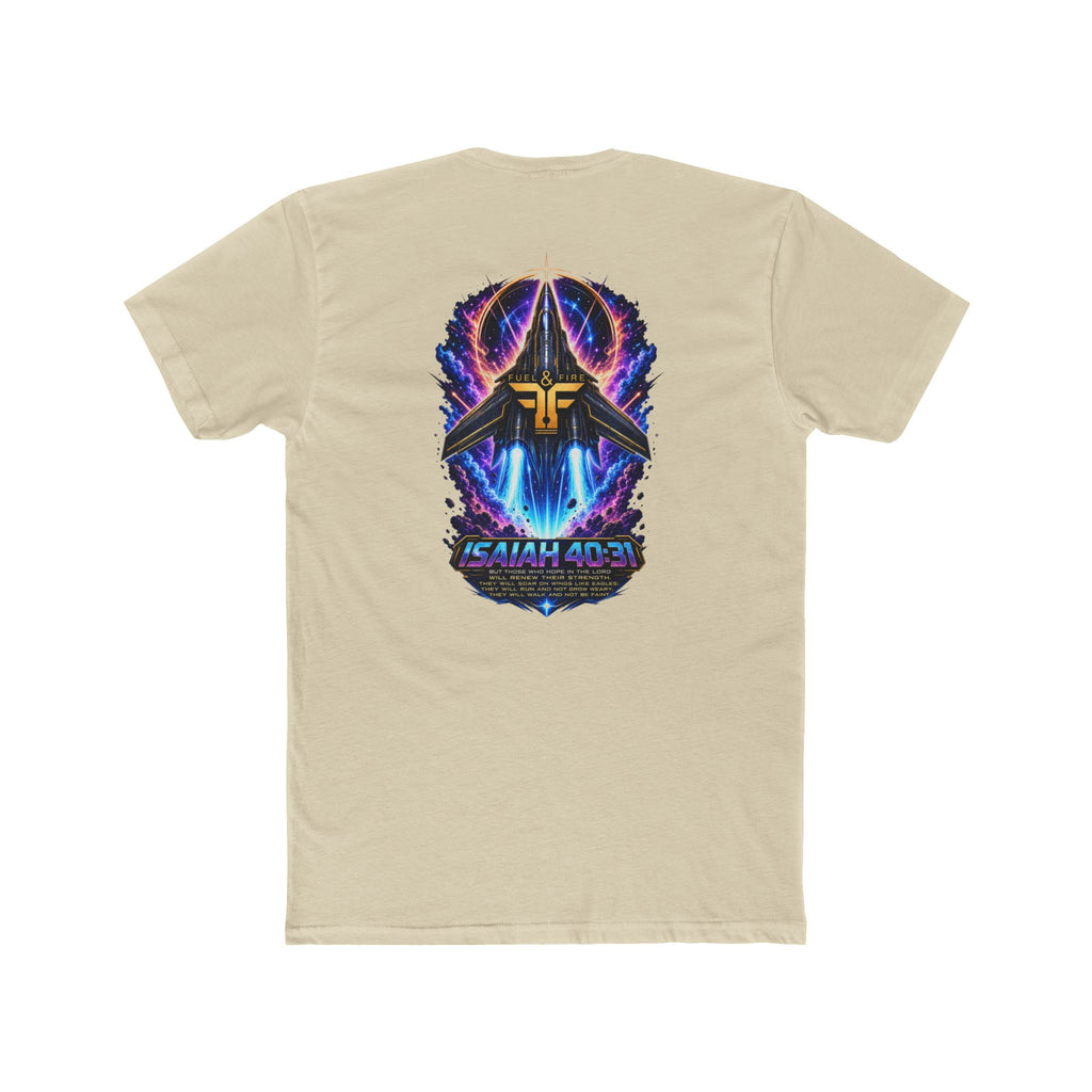 Isaiah 40:31 Christian Tee — Angelic Wings Neon Scripture Shirt