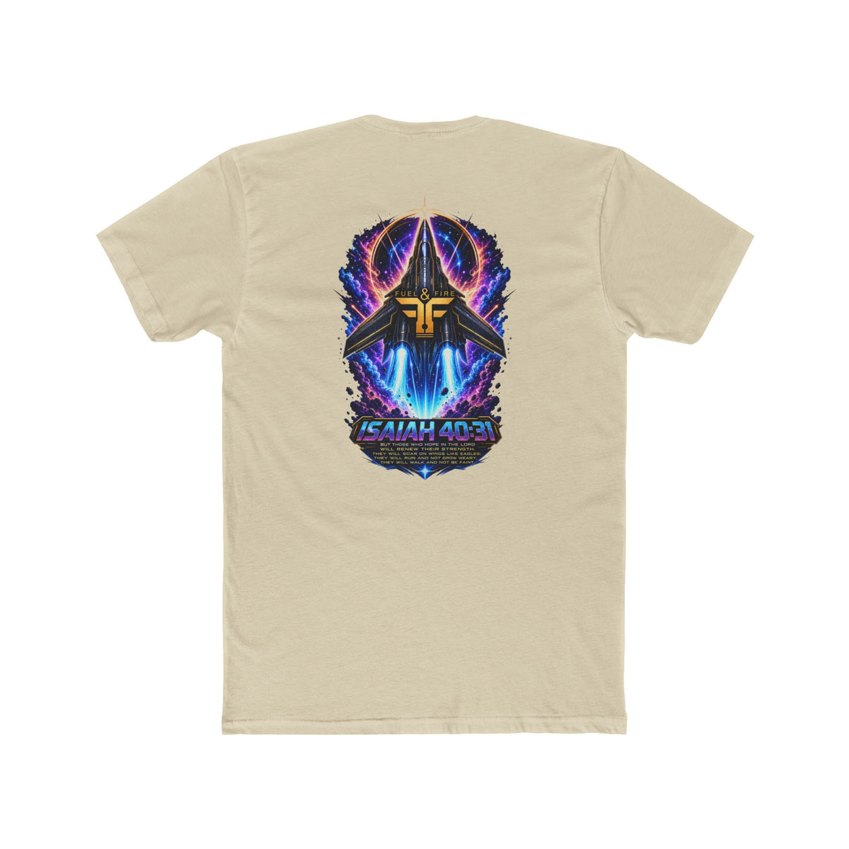 Isaiah 40:31 Christian Tee — Angelic Wings Neon Scripture Shirt