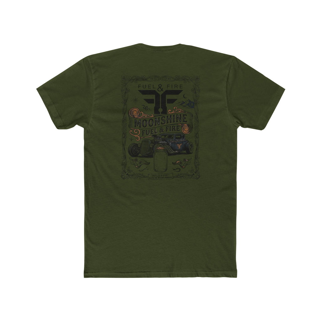 Moonshine Fuel & Fire Tee — Vintage Mason Jar Distillery Graphic T-Shirt