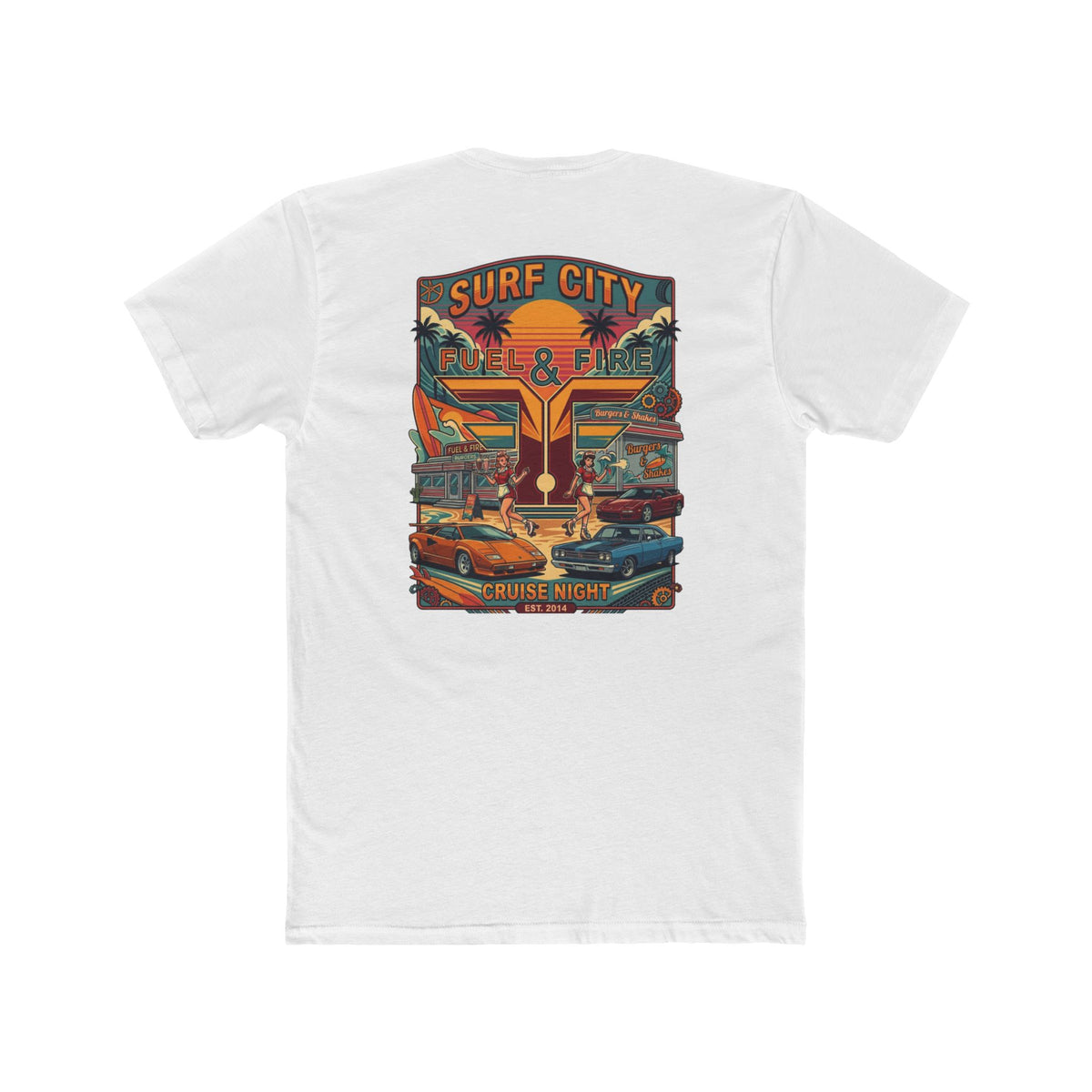 Surf City Cruise Night T-Shirt — Hot Rods JDM and Exotic Beach Cars Graphic Tee