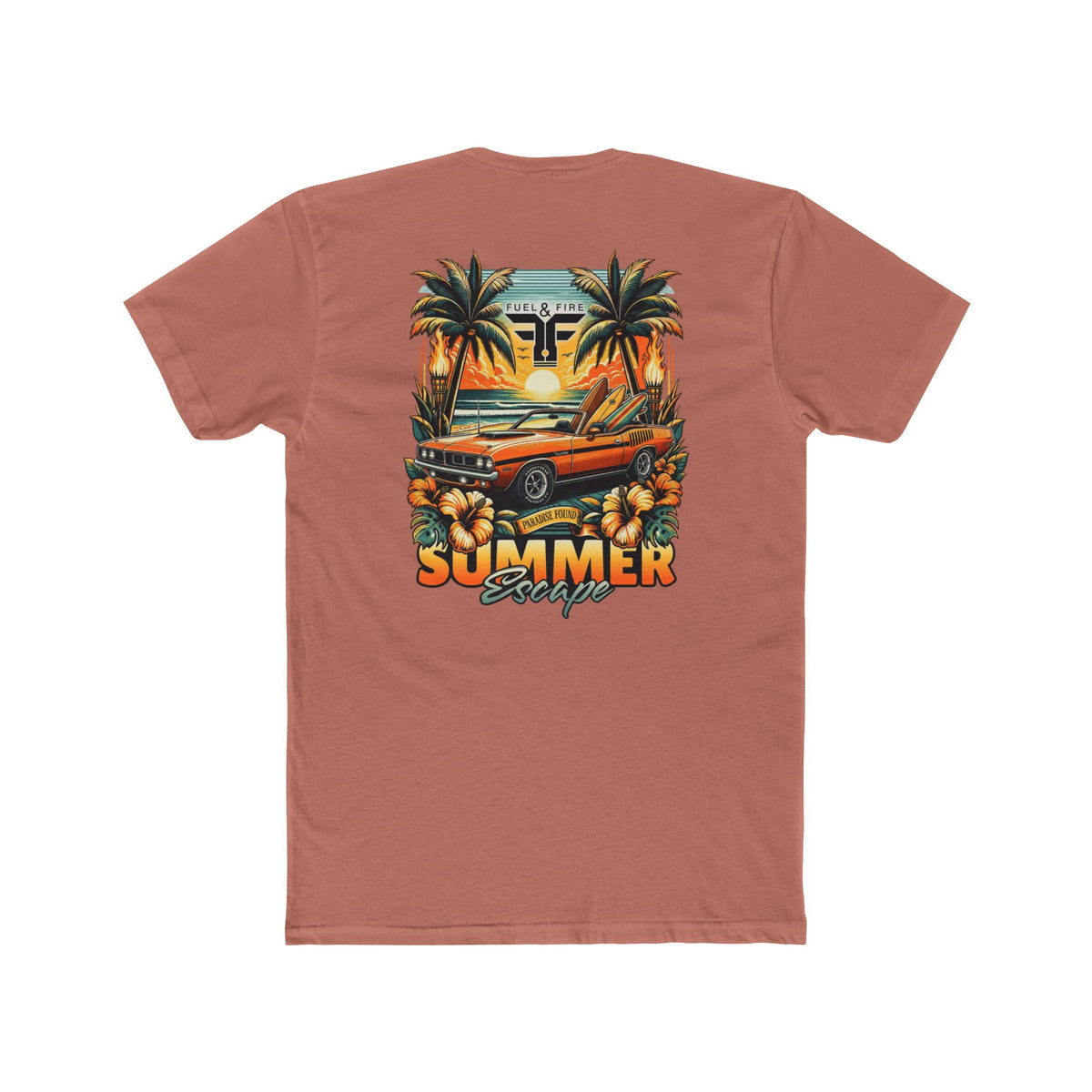 Summer Escape Cuda Tee — Vintage Palm Tree Surf Car Graphic T-Shirt