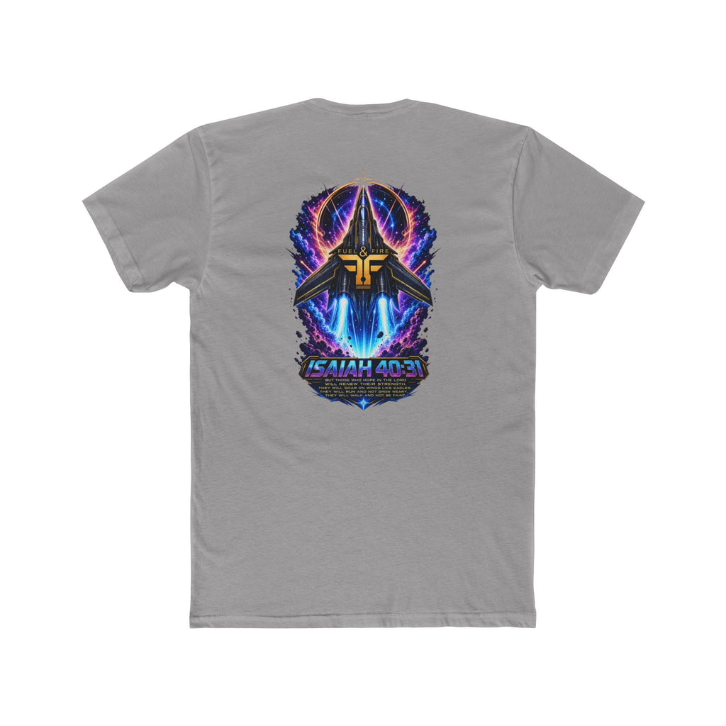 Isaiah 40:31 Christian Tee — Angelic Wings Neon Scripture Shirt