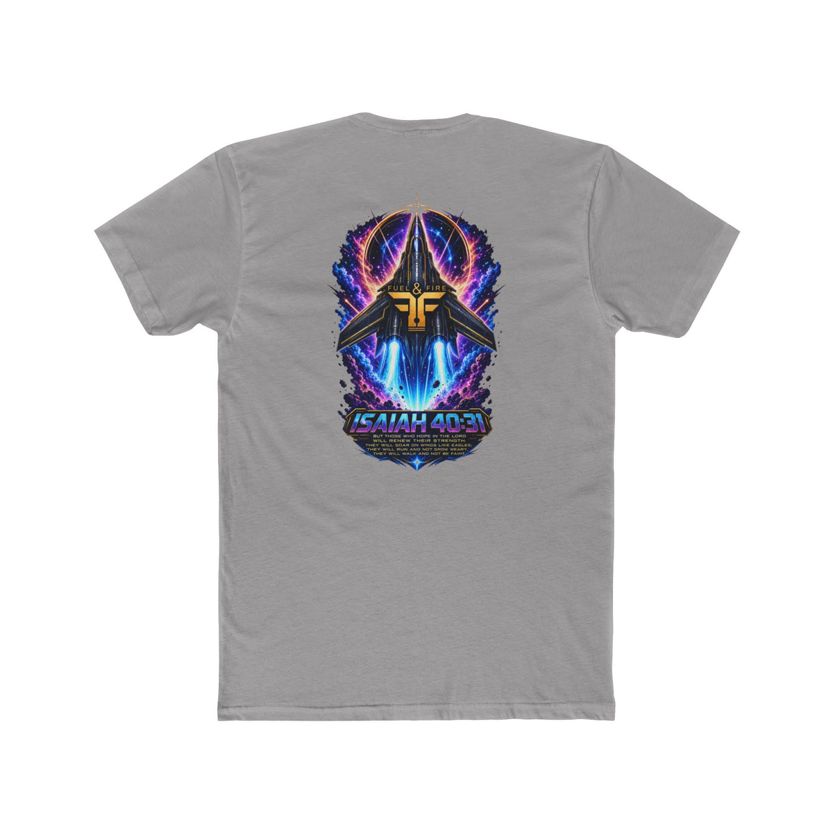 Isaiah 40:31 Christian Tee — Angelic Wings Neon Scripture Shirt